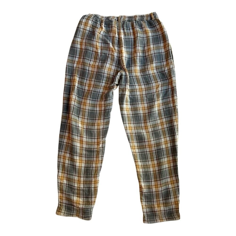 Free People + CP Shades Lourdes Grey, Orange, and Brown Plaid Button Up Pants M - Picture 3 of 12